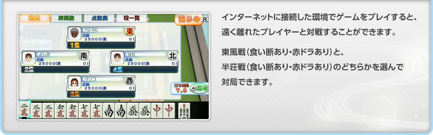 C^[lbgɐڑŃQ[vCƁAeñvC[Ƒΐ킷邱Ƃł܂BiHfEԃhjƁAiHfEԃhĵǂ炩Iő΋ǂł܂B